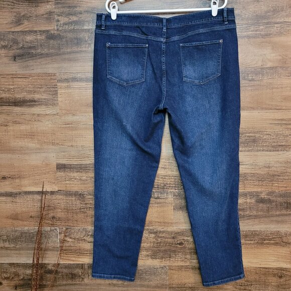 J Jill Jeans Size 18 Slim Boyfriend Straight Mid Rise Dark Wash Stretch Denim - Picture 2 of 9